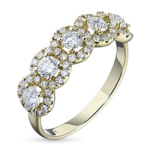 Классическое кольцо из желтого золота с бриллиантами