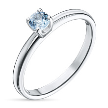 Гладкое кольцо из серебра с топазом