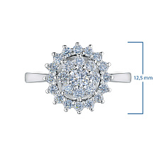 Классическое кольцо из белого золота c бриллиантами