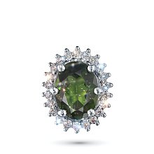 Подвеска из комбинированного золота с и хромдиопсидом и бриллиантами