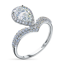 Классическое кольцо из белого золота c бриллиантами