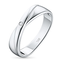 Обручальное кольцо из серебра с бриллиантом