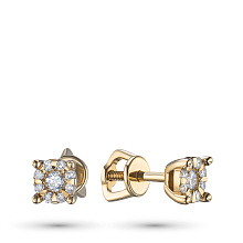 Пусеты из желтого золота c бриллиантами