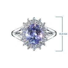 Кольцо из комбинированного золота с и танзанитом и бриллиантами