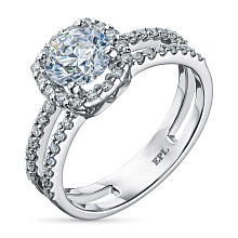 Классическое кольцо из белого золота c бриллиантами