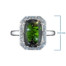 Кольцо из комбинированного золота с и хромдиопсидом и бриллиантами