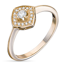 Классическое кольцо из желтого золота с бриллиантами