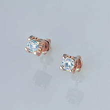 Пусеты из красного золота с бриллиантом