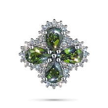 Подвеска из комбинированного золота с и хромдиопсидами и бриллиантами