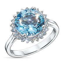 Кольцо из комбинированного золота с и топазом и бриллиантами