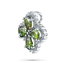 Подвеска из комбинированного золота с и хромдиопсидами и бриллиантами