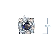 Пусеты из серебра с и сапфирами и бриллиантами