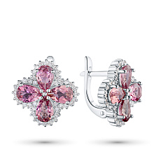 Серьги из белого золота с бриллиантами и турмалинами