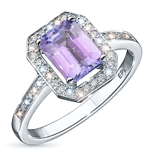 Кольцо из комбинированного золота с и танзанитом и бриллиантами