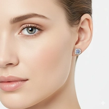 Пусеты из серебра с и танзанитами и бриллиантами