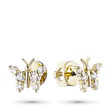 Пусеты из желтого золота с бриллиантами