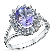 Кольцо из комбинированного золота с и танзанитом и бриллиантами