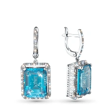 Серьги из комбинированного золота с и топазами и бриллиантами