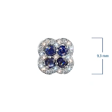 Пусеты из серебра с и сапфирами и бриллиантами