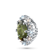 Подвеска из комбинированного золота с и хромдиопсидом и бриллиантами