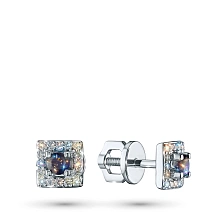 Пусеты из комбинированного золота с и сапфирами и бриллиантами