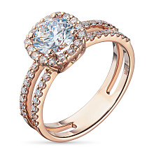 Классическое кольцо из красного золота c бриллиантами