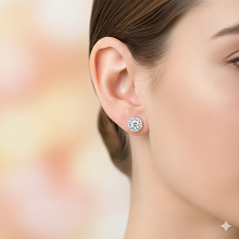 Пусеты из белого золота c бриллиантами