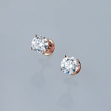 Пусеты из красного золота с бриллиантом