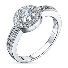 Классическое кольцо из белого золота c бриллиантами