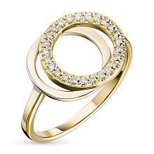 Классическое кольцо из желтого золота с бриллиантами