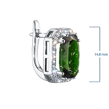 Серьги из комбинированного золота с и хромдиопсидами и бриллиантами