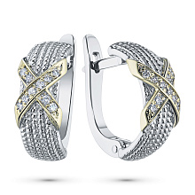 Серьги из комбинированного золота c бриллиантами