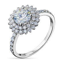 Классическое кольцо из белого золота c бриллиантами