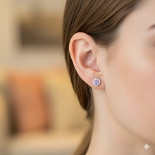 Пусеты из серебра с и танзанитами и бриллиантами