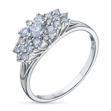 Классическое кольцо из белого золота c бриллиантами