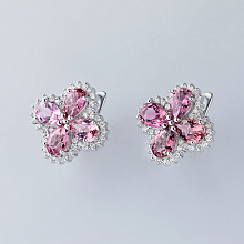 Серьги из белого золота с бриллиантами и турмалинами