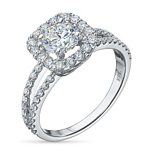 Классическое кольцо из белого золота c бриллиантами