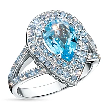 Кольцо из комбинированного золота с и топазом и бриллиантами