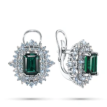 Серьги из комбинированного золота с и изумрудами и бриллиантами