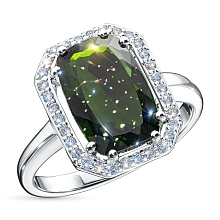 Кольцо из комбинированного золота с и хромдиопсидом и бриллиантами