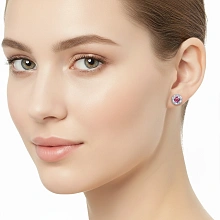 Пусеты из серебра с и рубинами и бриллиантами