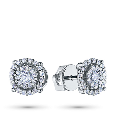 Пусеты из комбинированного золота с бриллиантами