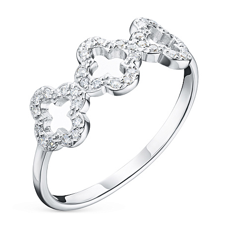 Классическое кольцо из белого золота с бриллиантами