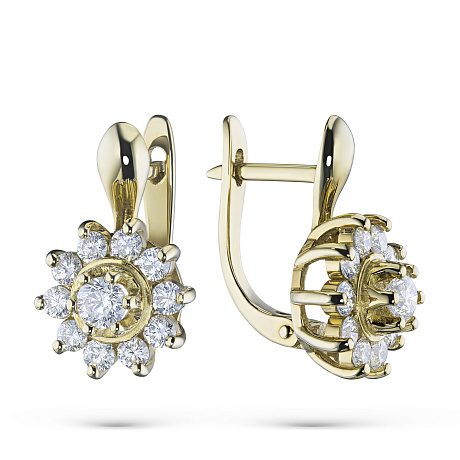 Серьги из желтого золота с бриллиантами