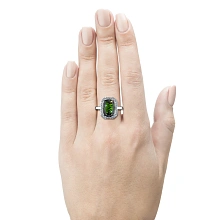 Кольцо из комбинированного золота с и хромдиопсидом и бриллиантами