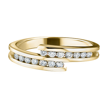 Классическое кольцо из желтого золота с бриллиантами